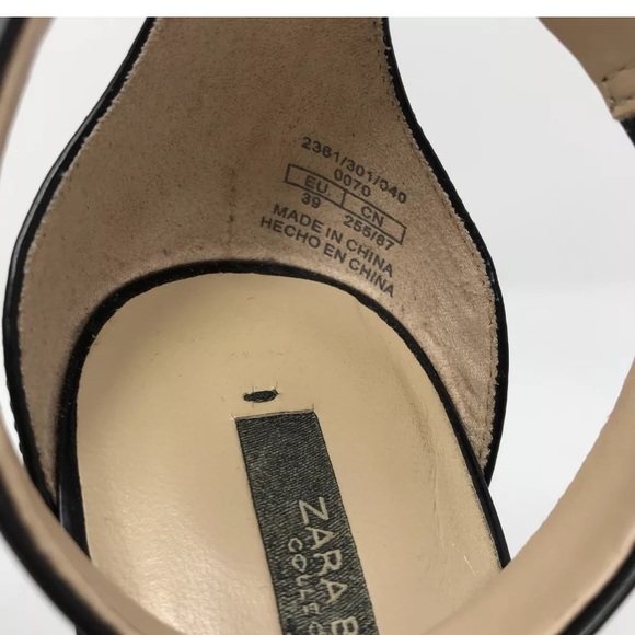 ZARA 39 Black Leather Wide High Block Heel Sandals - Picture 8 of 8